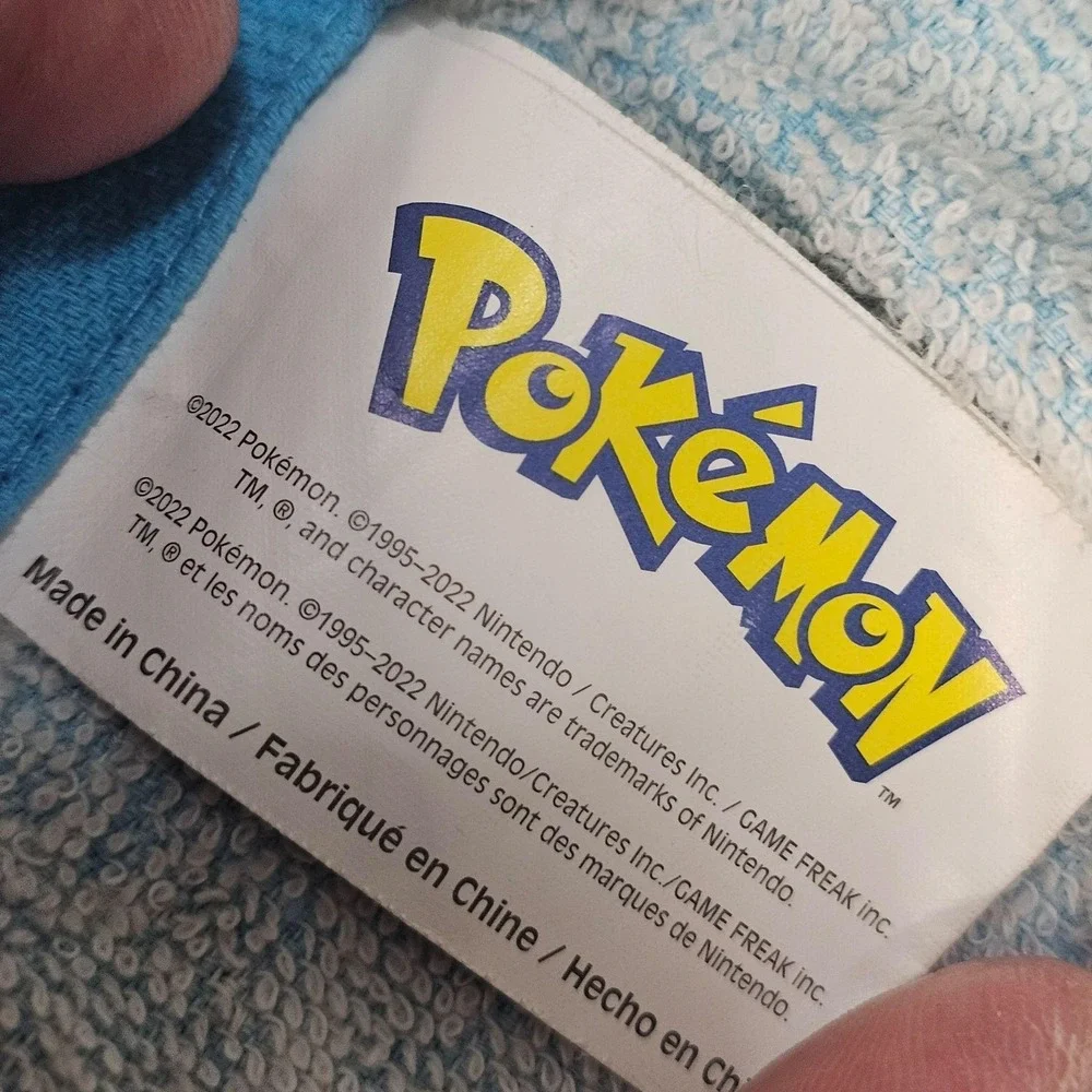 Pokemon Blue Beach Towel 28x55 Pikachu Charmander Squirtle Bulbasaur Cotton